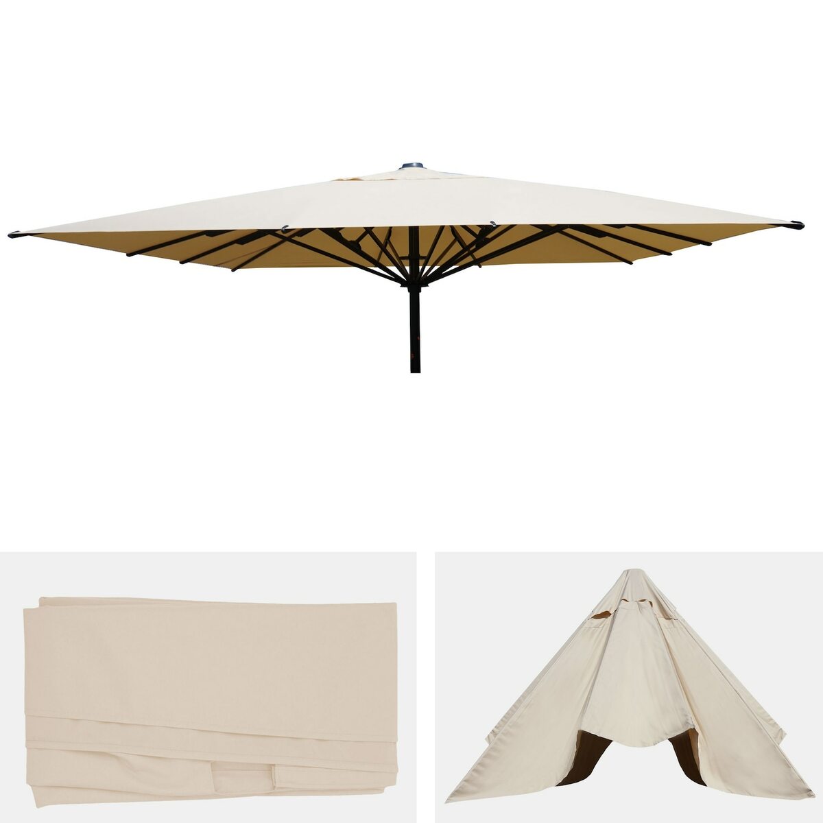 Bild 1 von Ersatz-Bezug für Gastronomie Sonnenschirm MCW-D20, Sonnenschirmbezug Ersatzbezug, 5x5m (Ø7,2m) Polyester ~ creme