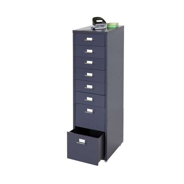 Bild 1 von Rollcontainer Preston T851, Schubladenschrank Stahlschrank, 110x28x41cm 8 Schubladen ~ dunkelgrau