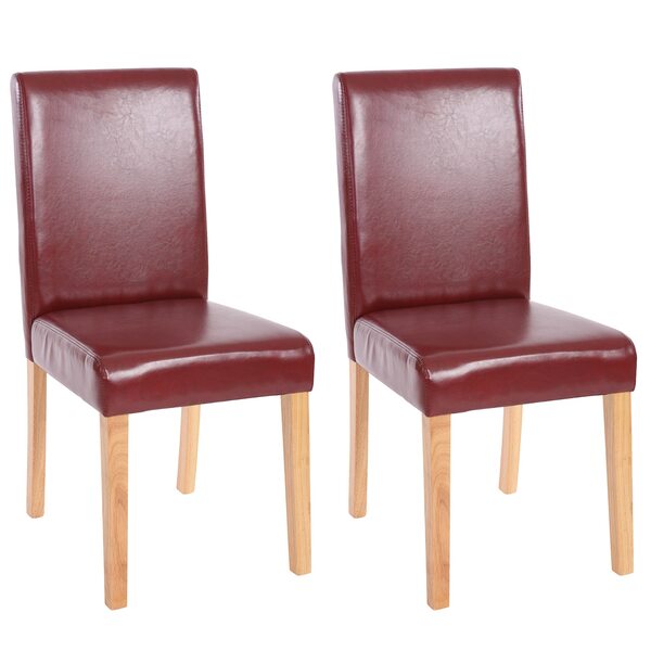 Bild 1 von 2er-Set Esszimmerstuhl Stuhl Küchenstuhl Littau ~ Kunstleder, rot-braun, helle Beine