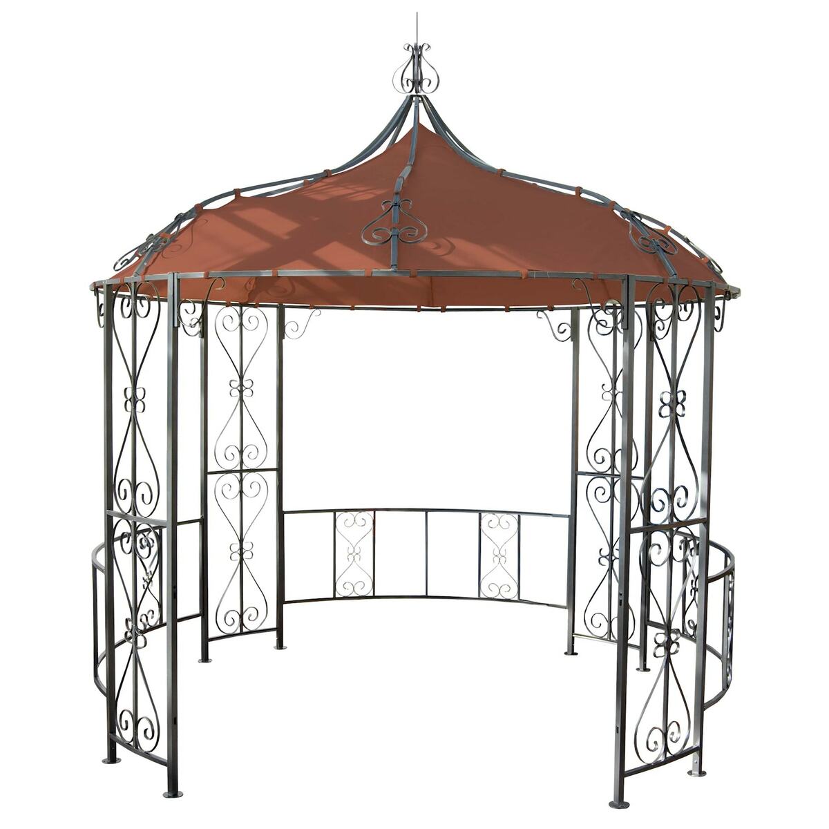 Bild 1 von Pergola Cabrera, Rundpavillon Garten Pavillon, stabiles Stahl-Gestell Ø 3m ~ terracotta-braun