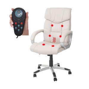 Massage-Bürostuhl MCW-A71, Drehstuhl Chefsessel, Heizfunktion Massagefunktion Kunstleder ~ creme