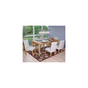 6er-Set Esszimmerstuhl Stuhl Küchenstuhl Littau ~ Textil mit Schriftzug, creme, helle Beine