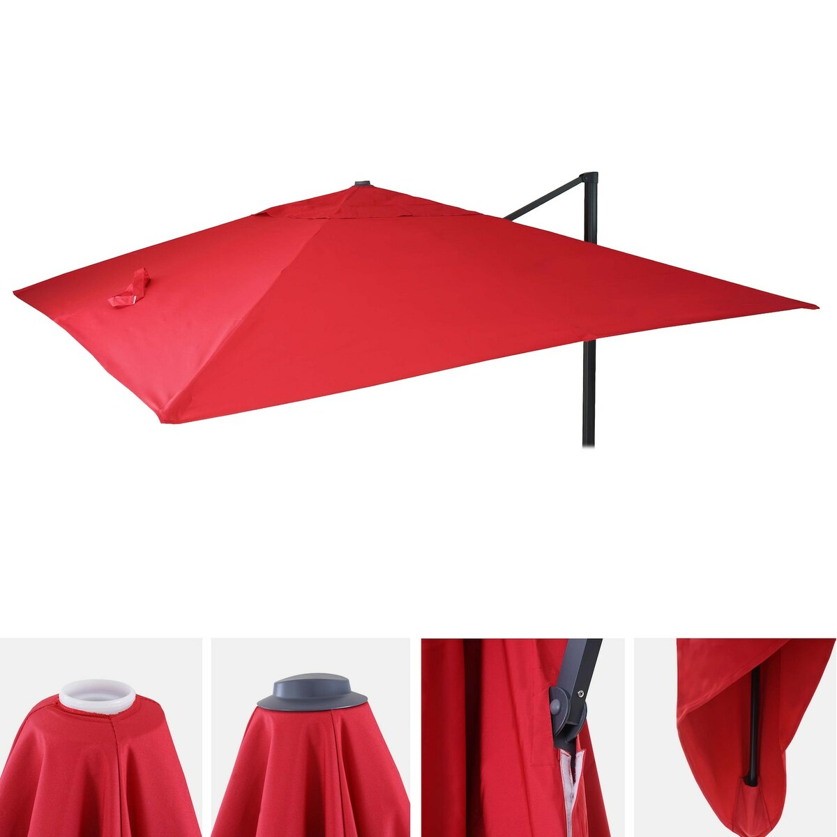 Bild 1 von Ersatz-Bezug für Luxus-Ampelschirm MCW-A96, Sonnenschirmbezug Ersatzbezug, 3x3m (Ø4,24m) Polyester 2,7kg ~ rot