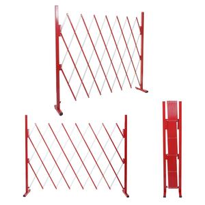 Absperrgitter MCW-B34, Scherengitter Zaun Schutzgitter ausziehbar, Alu rot-weiß ~ Höhe 153cm, Breite 28-200cm