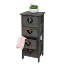 Bild 1 von Kommode Sues, Schubladenkommode Schrank, 4 Schubladen mit Herzen 70x29x25cm, Shabby-Look, Vintage ~ grau-braun