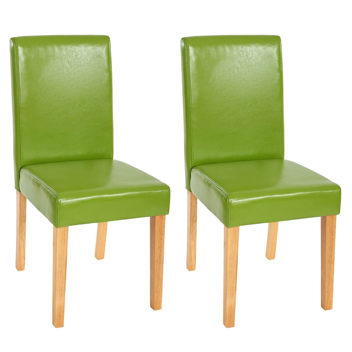 Bild 1 von 2er-Set Esszimmerstuhl Stuhl Küchenstuhl Littau ~ Kunstleder, grün, helle Beine