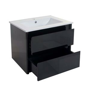 Waschbecken + Unterschrank MCW-B19, Waschbecken Waschtisch Badezimmer, hochglanz 50x60cm ~ schwarz