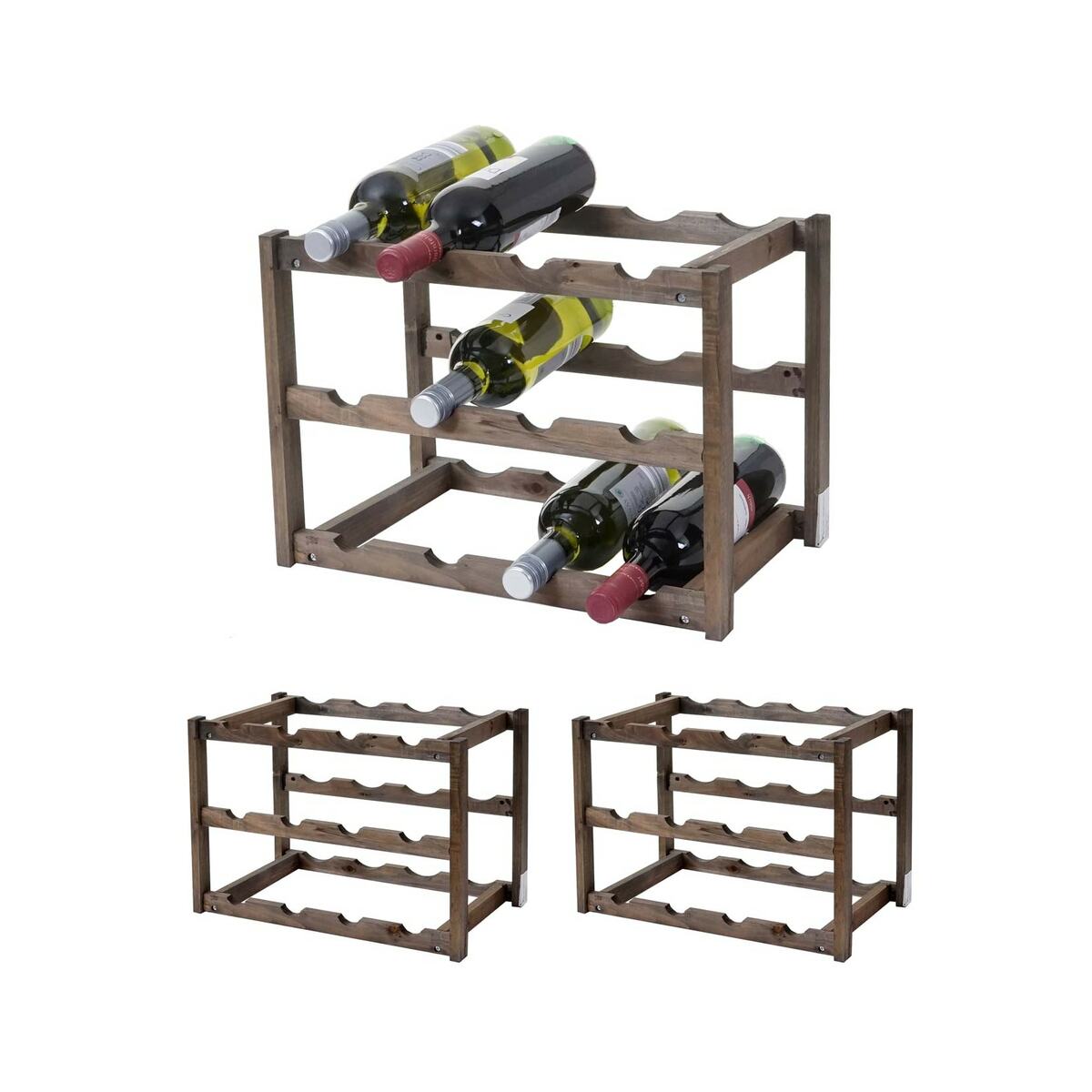 Bild 1 von Weinregal MCW-B58, Flaschenregal Weinständer Weinhalter, Tanne 3 Böden ~ 3 Stück