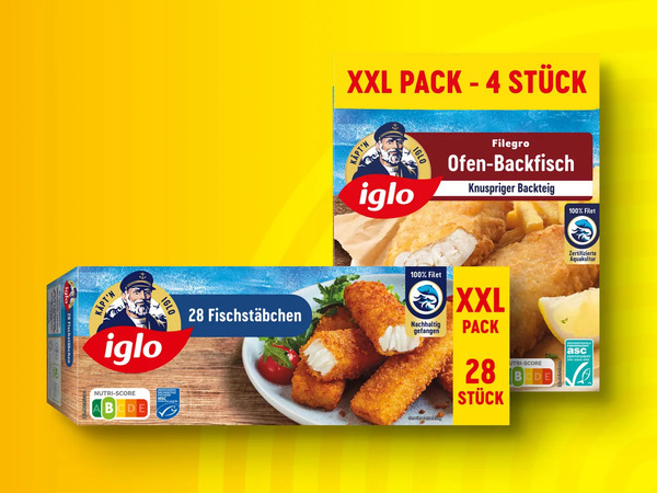 Bild 1 von Iglo Fisch-/Backfisch- Stäbchen/Filegro Ofen-Backfisch XXL, 
         840/728/480 g