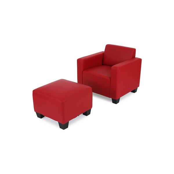 Bild 1 von Modular Sessel Loungesessel mit Ottomane Moncalieri, Kunstleder ~ rot