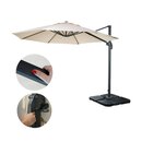 Bild 1 von Gastronomie-Ampelschirm MCW-A96, Sonnenschirm, rund Ø 3m Polyester Alu/Stahl 23kg ~ creme mit Ständer, drehbar