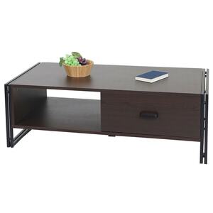 Couchtisch MCW-A27, Beistelltisch Wohnzimmertisch, 41x120x60cm 3D-Struktur, Metall MDF ~ dunkelbraun