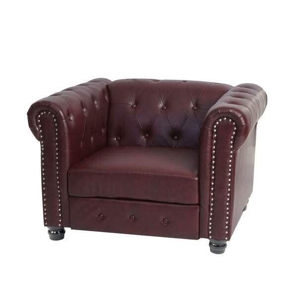 Bild 1 von Luxus Sessel Loungesessel Relaxsessel Chesterfield Kunstleder ~ runde Füße, ro