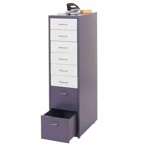 Bild 1 von Rollcontainer Preston T851, Schubladenschrank Stahlschrank, 110x28x41cm 8 Schubladen ~ dunkelgrau weiß-dunkelgrau