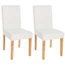 Bild 1 von 2er-Set Esszimmerstuhl Stuhl Küchenstuhl Littau ~ Kunstleder, weiß matt, helle Beine