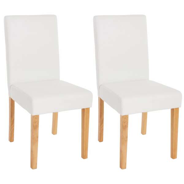 Bild 1 von 2er-Set Esszimmerstuhl Stuhl Küchenstuhl Littau ~ Kunstleder, weiß matt, helle Beine