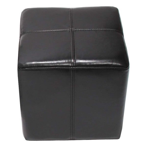 Bild 1 von Sitzhocker Carrara, Leder + Kunstleder, 36x36x36cm ~ schwarz