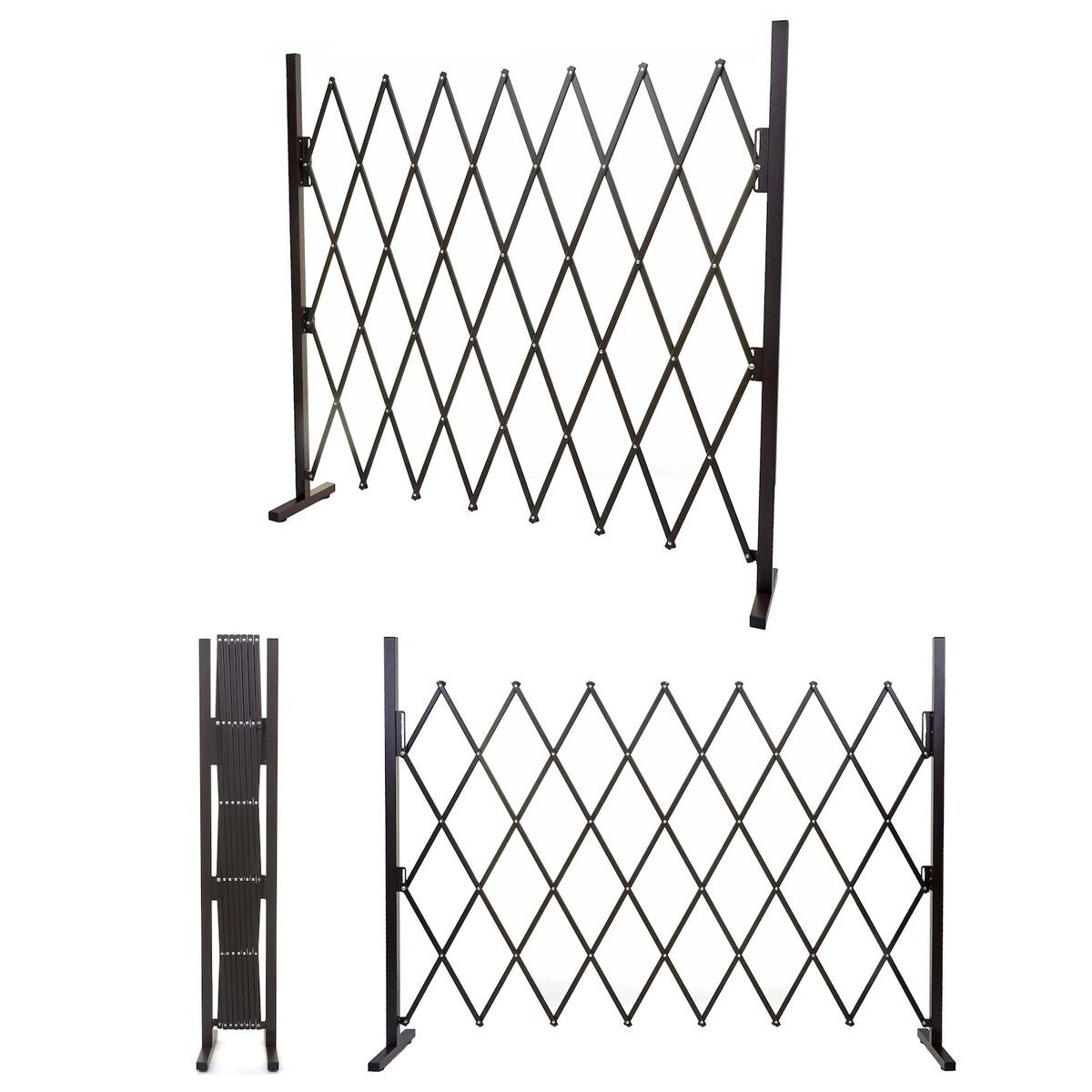 Bild 1 von Absperrgitter MCW-B34, Scherengitter Rankhilfe Tierschutzgitter ausziehbar, Alu braun ~ Höhe 153cm, Breite 28-200cm