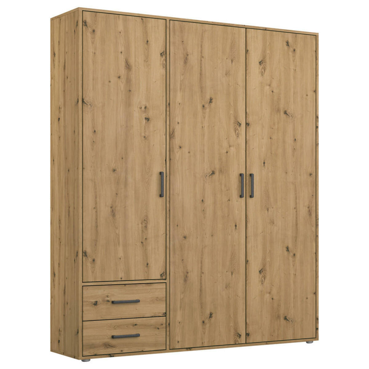 Bild 1 von Mid.you Drehtürenschrank, Eiche Artisan, Kunststoff, 3 Fächer, 2 Schubladen, 140x194x53 cm, Blauer Engel, BQ - Bündnis für Qualität, Made in Germany, Schlafzimmer, Kleiderschränke, 3- türige K