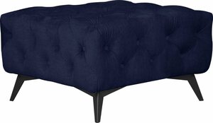 Leonique Polsterhocker Glynis, aufwändige Knopfheftung, moderne Chesterfield Optik, Fußfarbe wählbar, Blau