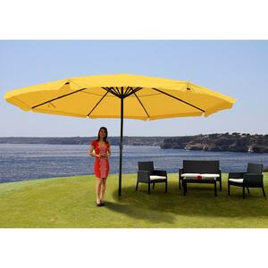 Sonnenschirm Carpi Pro, Gastronomie Marktschirm mit Volant Ø 5m Polyester/Alu 28kg ~ gelb ohne Ständer