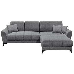 Carryhome Ecksofa, Dunkelgrau, Textil, 3-Sitzer, Füllung: Schaumstoffflocken,Schaumstoffflocken, seitenverkehrt montierbar, L-Form, 281x189 cm, Liegefunktion, Schlafen auf Sitzhöhe, Rücken echt, W
