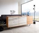 Bild 1 von Sideboard Kleo 175 cm Akazie Natur 2 Türen 3 Schübe V-Fuß Edelstahl