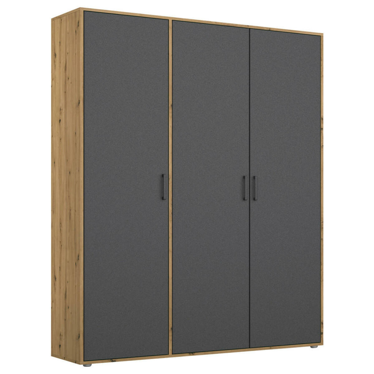 Bild 1 von Mid.you Drehtürenschrank, Grau, Eiche Artisan, Kunststoff, 4 Fächer, 140x194x53 cm, Blauer Engel, BQ - Bündnis für Qualität, Made in Germany, Schlafzimmer, Kleiderschränke, 3- türige Kleidersc