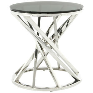 Mid.you Beistelltisch, Schwarz, Silber, Metall, Glas, rund, Säule, 40x42x40 cm, Wohnzimmer, Wohnzimmertische, Beistelltische