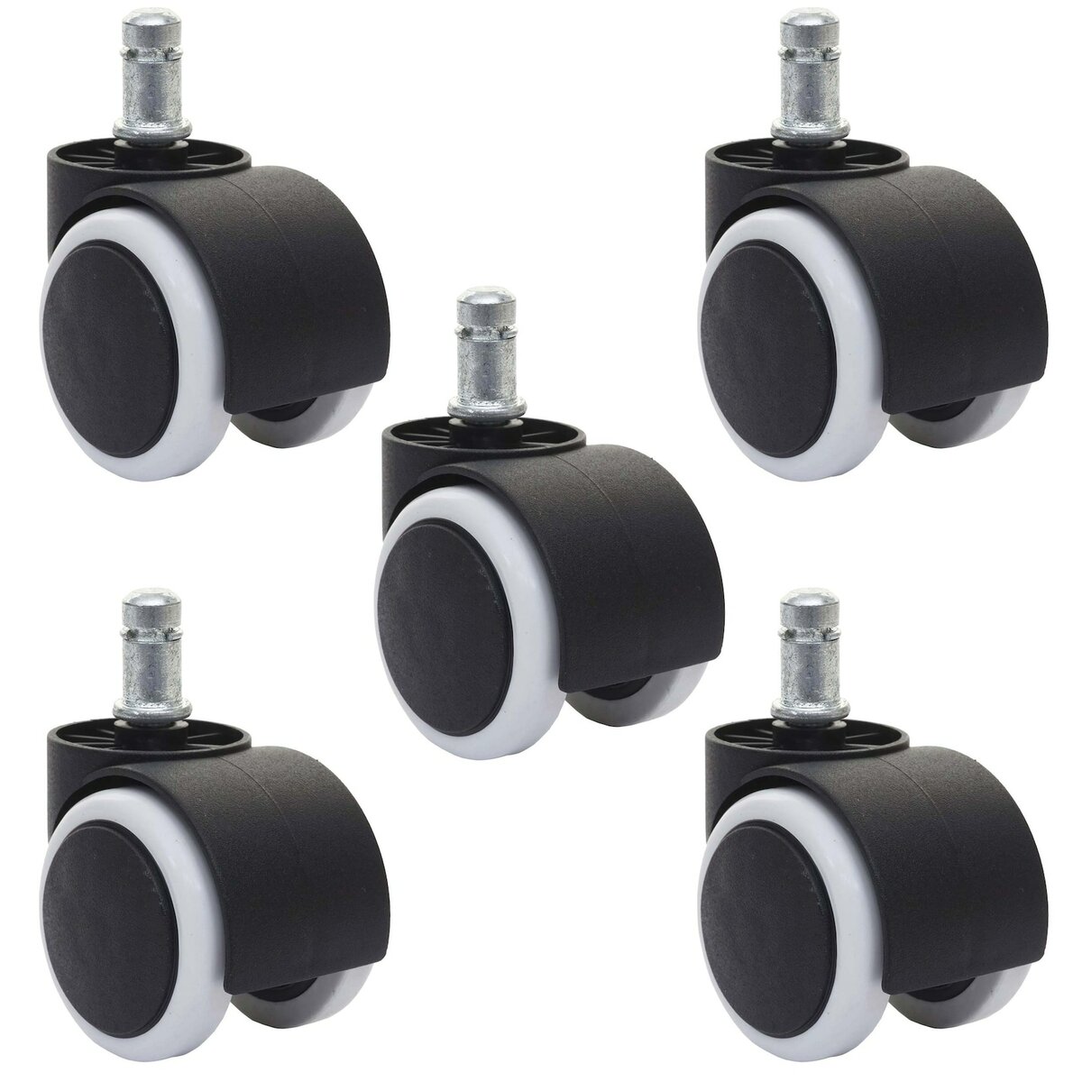Bild 1 von 5er-Set Hartbodenrollen MCW-H86, Bürostuhl-Rollen Stuhlrollen, 150kg belastbar Ø 11mm ~ weiß