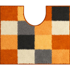 Wc-Vorleger Bona, Gelb, Schwarz, Weiß, Textil, Karo, rechteckig, 50 cm, Oeko-Tex® Standard 100, für Fußbodenheizung geeignet, rutschfest, Badtextilien, Badematten
