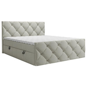 Carryhome Boxbett, Hellgrau, Textil, H3, Höhe ca. 20 cm, 200x200 cm, Bettkasten, gepolstertes Kopfteil, Topper durchgehend, in verschiedenen Größen erhältlich, Schlafzimmer, Betten, Doppelbetten