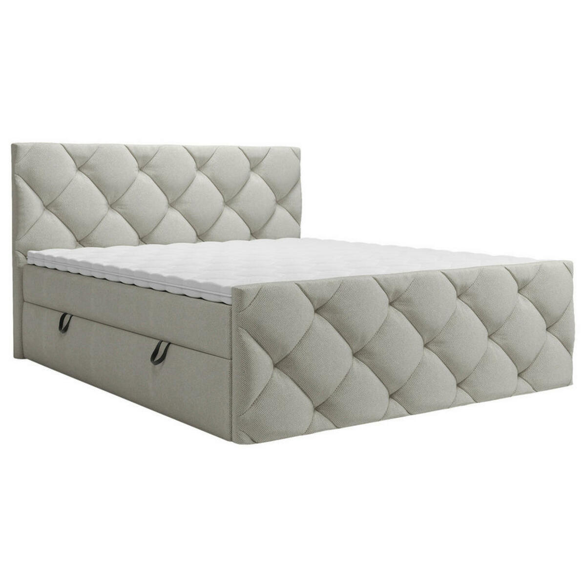 Bild 1 von Carryhome Boxbett, Hellgrau, Textil, H3, Höhe ca. 20 cm, 200x200 cm, Bettkasten, gepolstertes Kopfteil, Topper durchgehend, in verschiedenen Größen erhältlich, Schlafzimmer, Betten, Doppelbetten