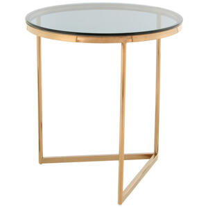 Mid.you Beistelltisch, Grau, Roségold, Metall, Glas, rund, 55x50x50 cm, Wohnzimmer, Wohnzimmertische, Beistelltische