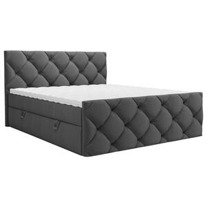 Carryhome Boxbett, Anthrazit, Textil, H3, Höhe ca. 20 cm, 160x200 cm, Bettkasten, gepolstertes Kopfteil, Topper durchgehend, in verschiedenen Größen erhältlich, Schlafzimmer, Betten, Doppelbetten