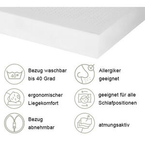 P & B Kaltschaummatratze, Weiß, Textil, H2 + H3, Füllung: Polyester, rechteckig, 100x200 cm, Über- und Sondergrößen erhältlich, Bezug abnehmbar/waschbar, für Hausstauballergiker geeignet, wend