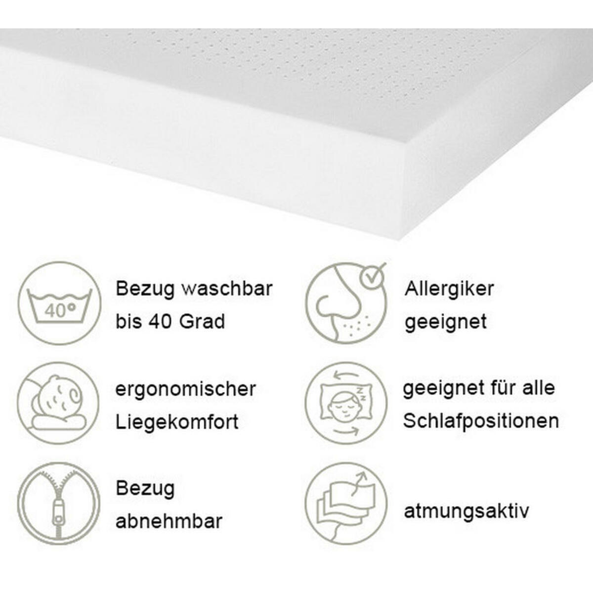 Bild 1 von P & B Kaltschaummatratze, Weiß, Textil, H2 + H3, Füllung: Polyester, rechteckig, 100x200 cm, Über- und Sondergrößen erhältlich, Bezug abnehmbar/waschbar, für Hausstauballergiker geeignet, wend