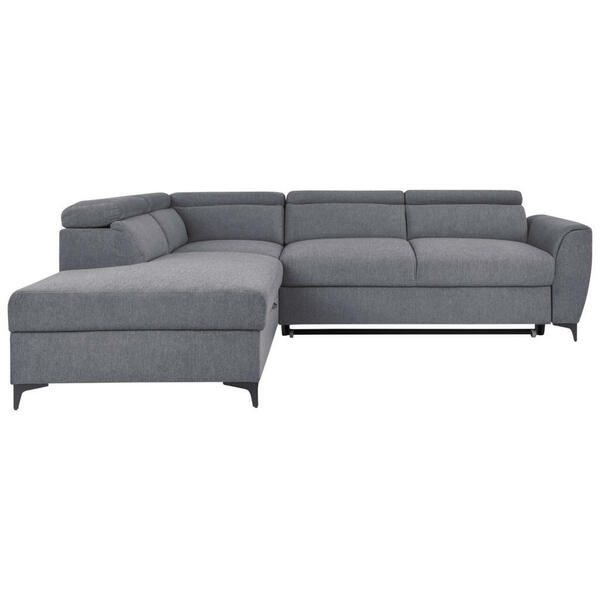 Bild 1 von Carryhome Ecksofa, Dunkelgrau, Textil, 5-Sitzer, Ottomane links, L-Form, 255x217 cm, Liegefunktion, seitenverkehrt erhältlich, Schlafen auf Sitzhöhe, Rücken echt, Wohnzimmer, Sofas & Couches, Wohn
