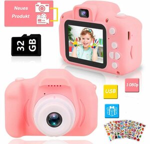 GelldG »Selfie Kinderkamera, 2,0 Zoll Kinder Digitalkamera für Mädchen Jungen von 3 bis 10 Jahren, 1080P HD, 32G Speicherkarte, Kinder Kamera - Rosa« Kinderkamera