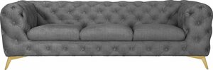 Leonique Chesterfield-Sofa Glynis, aufwändige Knopfheftung, moderne Chesterfield Optik, Fußfarbe wählbar, Grau