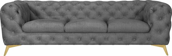 Bild 1 von Leonique Chesterfield-Sofa Glynis, aufwändige Knopfheftung, moderne Chesterfield Optik, Fußfarbe wählbar, Grau