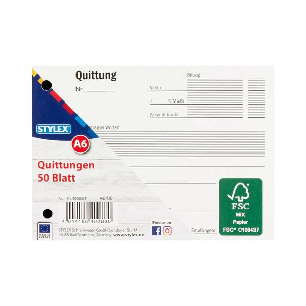 Bild 1 von Quittungsblock 40 Blatt A6