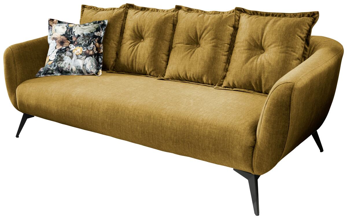 Bild 1 von 3-Sitzer Sofa Baggio Gelb Velours, Gelb
