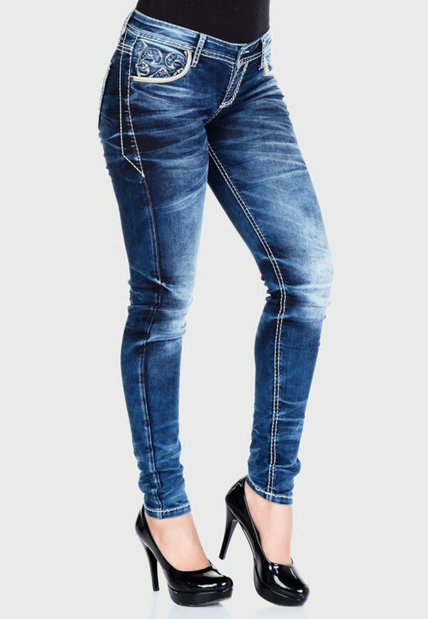 Bild 1 von Cipo & Baxx Slim-fit-Jeans mit bestickten Taschen