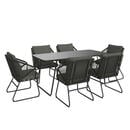 Bild 1 von Ambia Garden Gartentischgruppe, Schwarz, Dunkelgrau, Metall, Kunststoff, Glas, Textil, Füllung: Schaumstoff,Polyester, U-Form, 58x85x85 cm, Gartenmöbel, Gartenmöbel-Sets