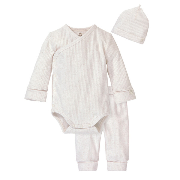 Bild 1 von Newborn Wickelbody, Leggings und Mütze HELLBEIGE