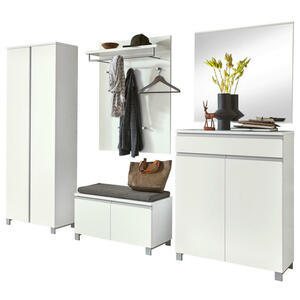 Garderobe, Silber, Weiß, Metall, 6-teilig, 260x193x40 cm, Garderobe, Garderoben-Sets