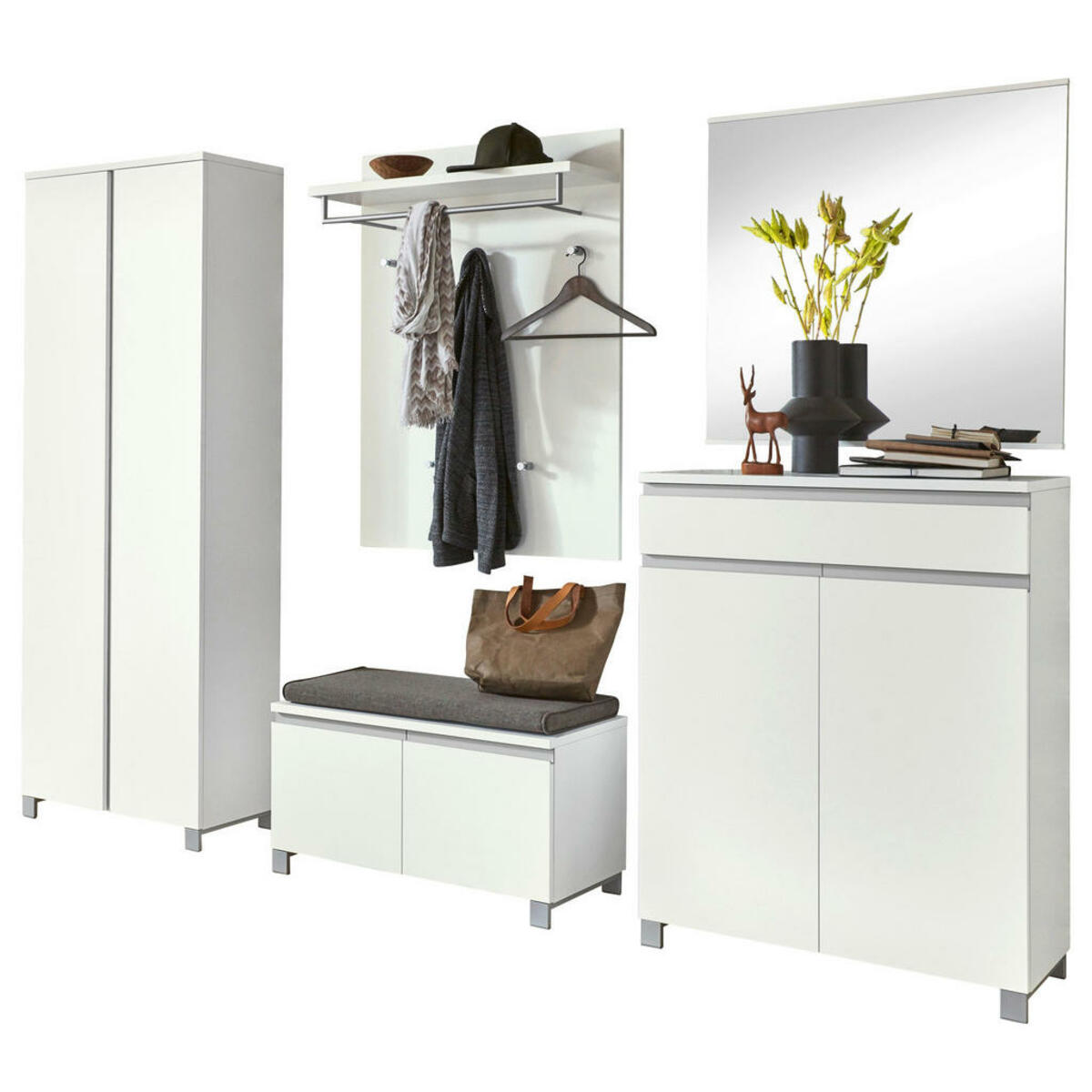 Bild 1 von Garderobe, Silber, Weiß, Metall, 6-teilig, 260x193x40 cm, Garderobe, Garderoben-Sets