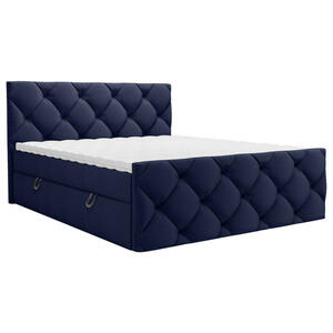Carryhome Boxbett, Dunkelblau, Textil, H3, Höhe ca. 20 cm, 200x200 cm, Bettkasten, gepolstertes Kopfteil, Topper durchgehend, in verschiedenen Größen erhältlich, Schlafzimmer, Betten, Doppelbette