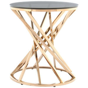 Mid.you Beistelltisch, Grau, Roségold, Metall, Glas, rund, Säule, 40x42x40 cm, Wohnzimmer, Wohnzimmertische, Beistelltische